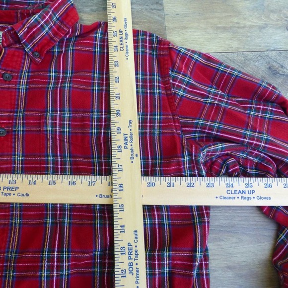 VIntage LL Bean Button Down sz L Flannel Shirt red plaid - Picture 2 of 5